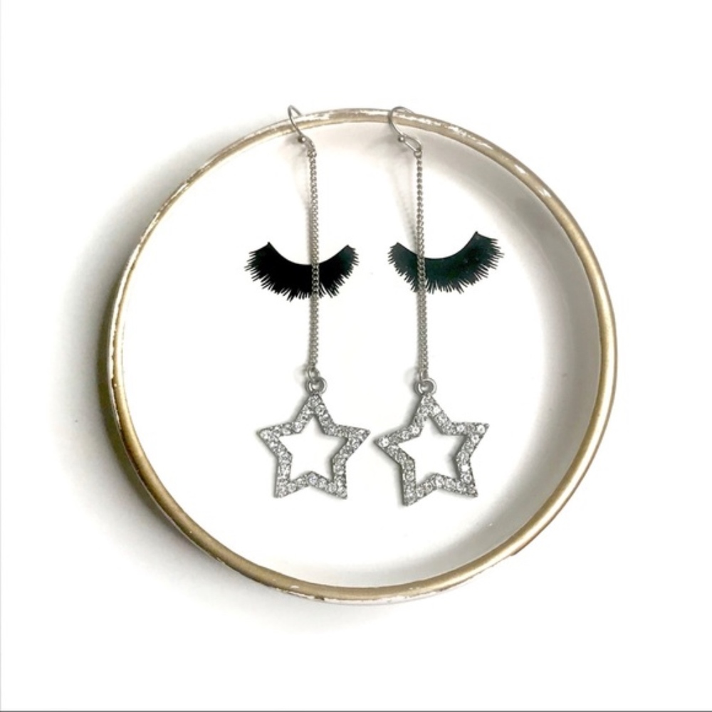 Stars & crystal mystic Long dangle earrings - Picture 2 of 7